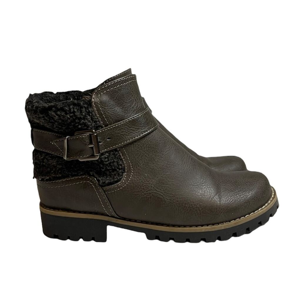The Cliffs by White Mountains Ankle Boots Grey with Faux Fur Size 6